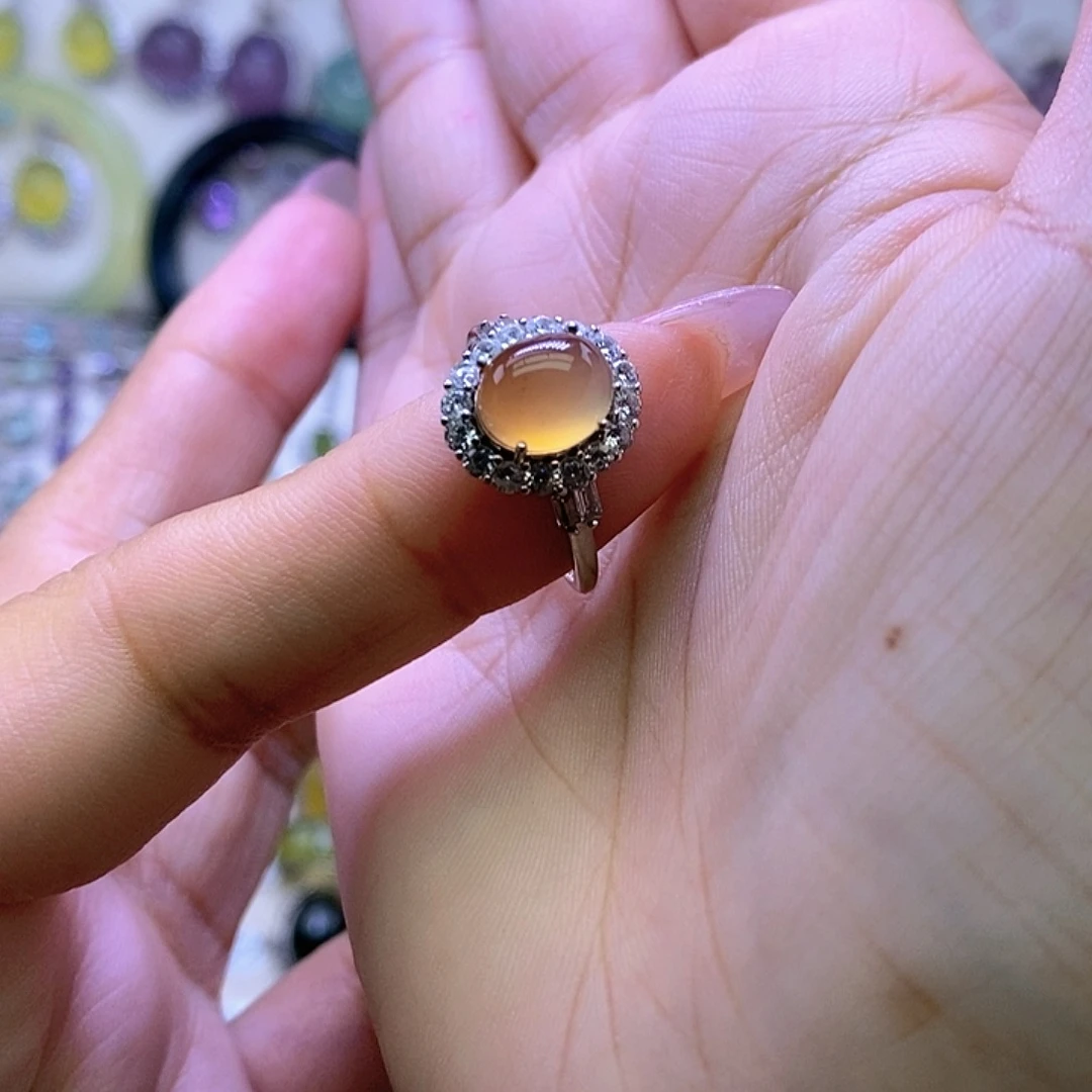 岫玉银S925镶嵌戒指