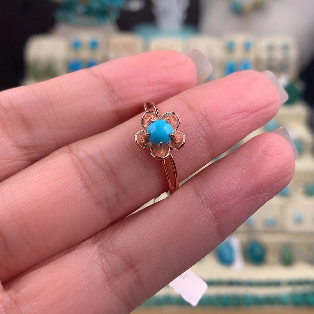 绿松石银S925镶嵌戒指