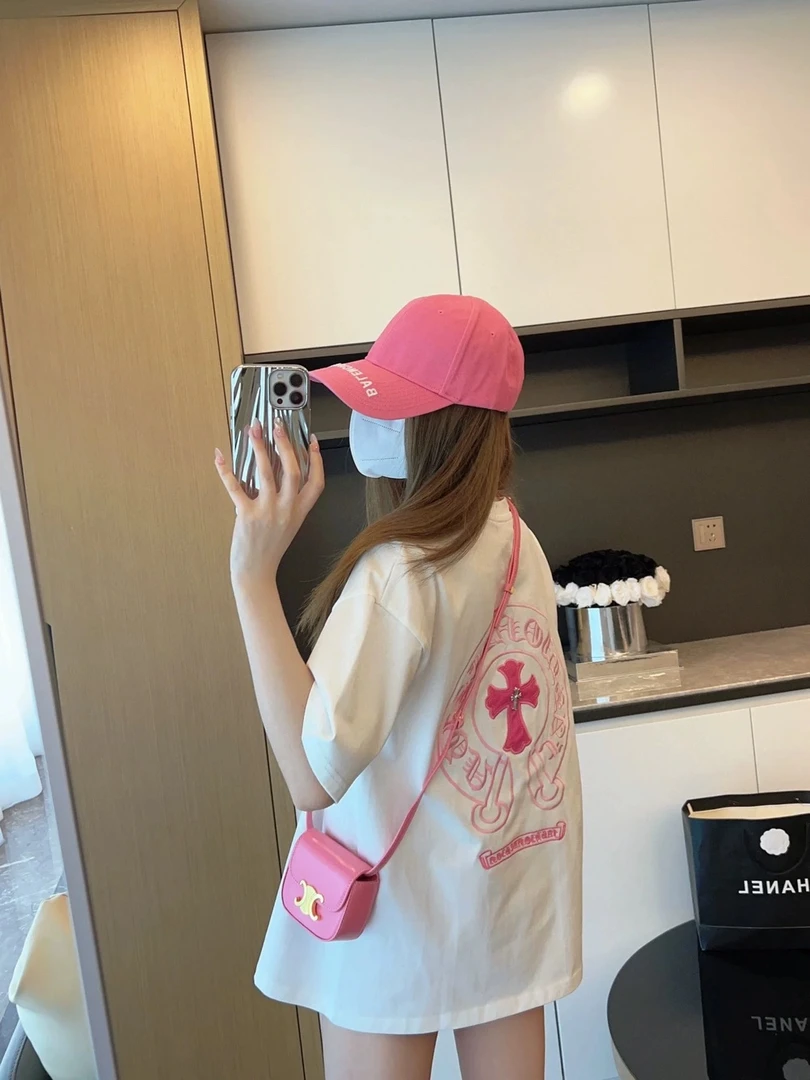Y1一个扣刺绣梵文十字架大码T女款男女同款T恤衫宽松1669SS