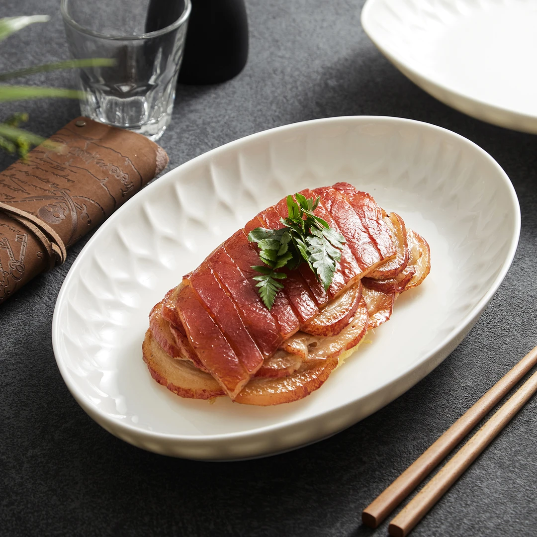 德化白瓷餐具2025新款特别好看的精致高级感的家用的陶瓷椭圆鱼盘