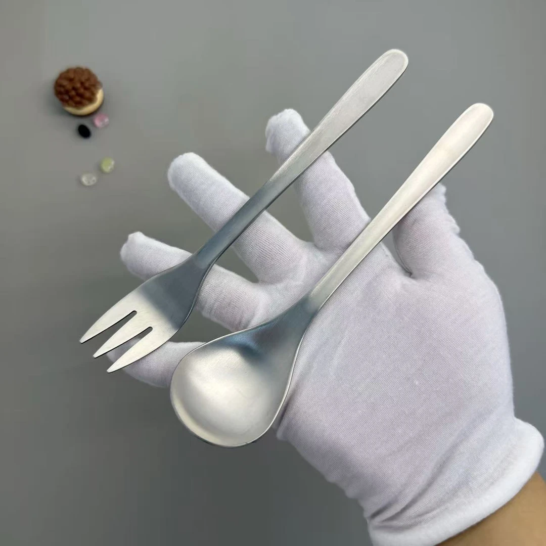番薯厨房304食品级不锈钢哑光日系拌饭喝汤勺叉两件套可爱成人