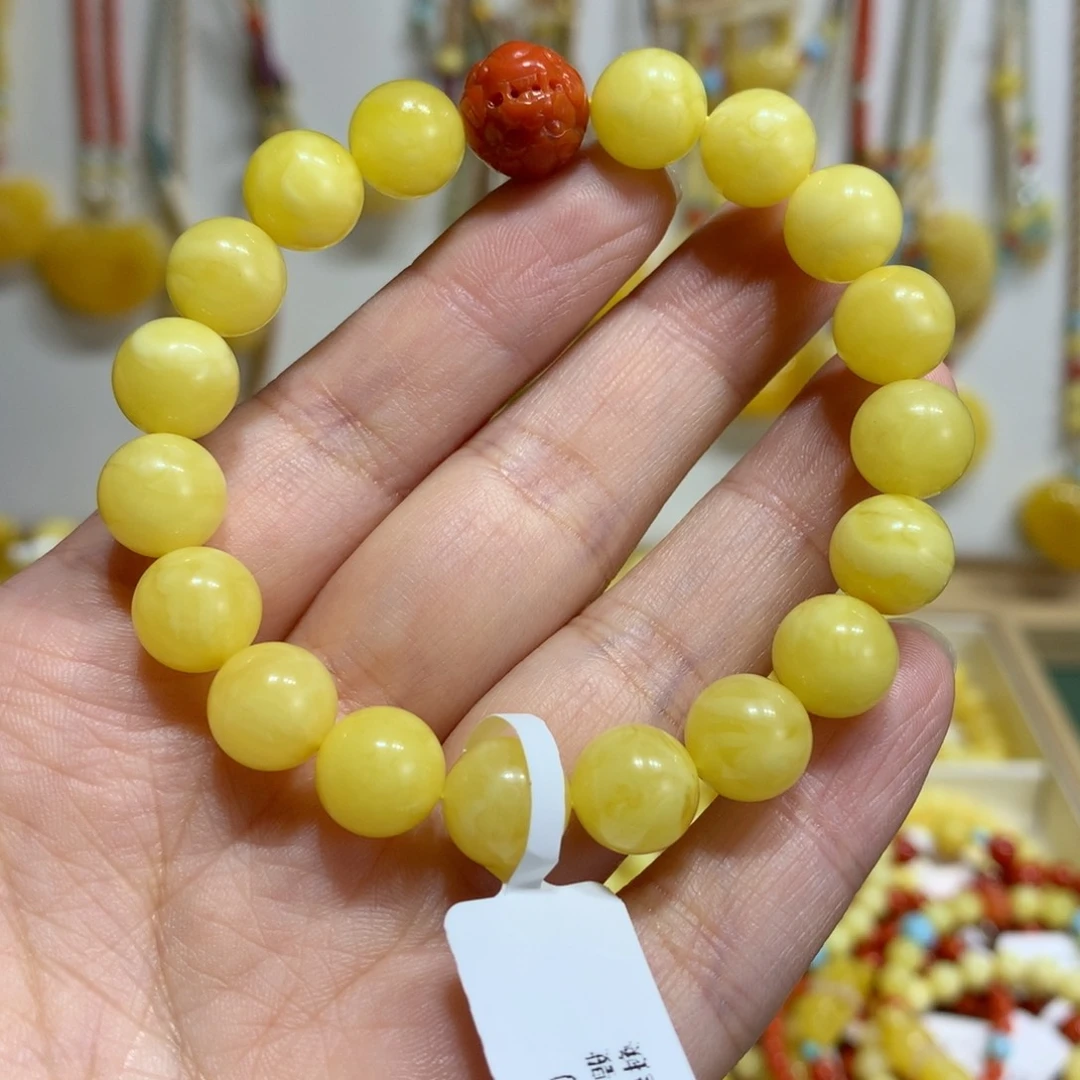 蜜蜡未镶嵌手链9.8mm