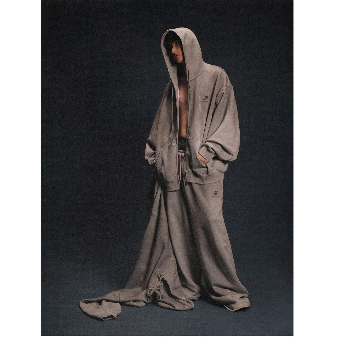 MASONPRINCE 满足感很强 印刷式擦漆工艺 过渡期懒人卫衣套装外套