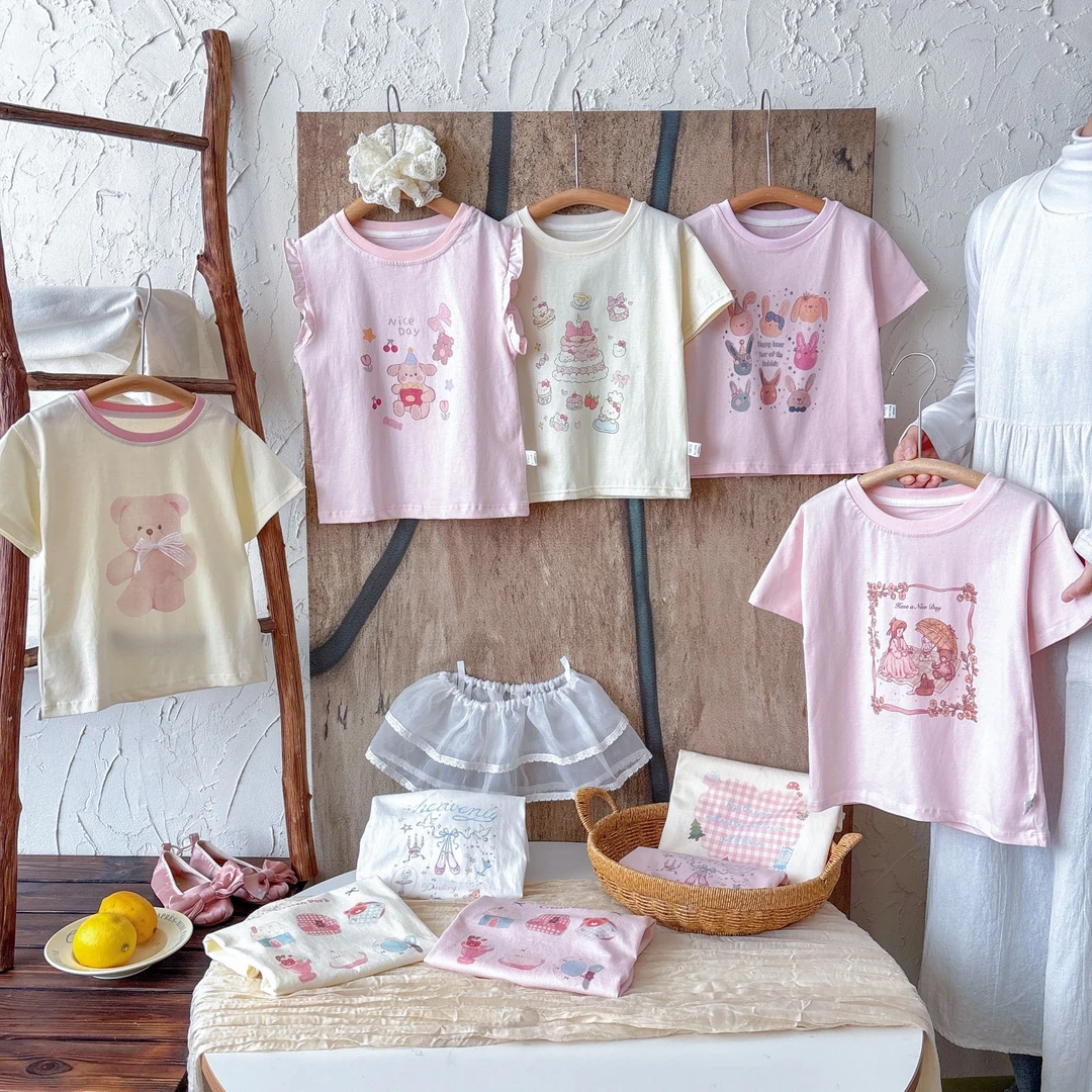 【001-027】清仓夏季新款纯棉T恤儿童短袖a类上衣休闲洋气女童小童