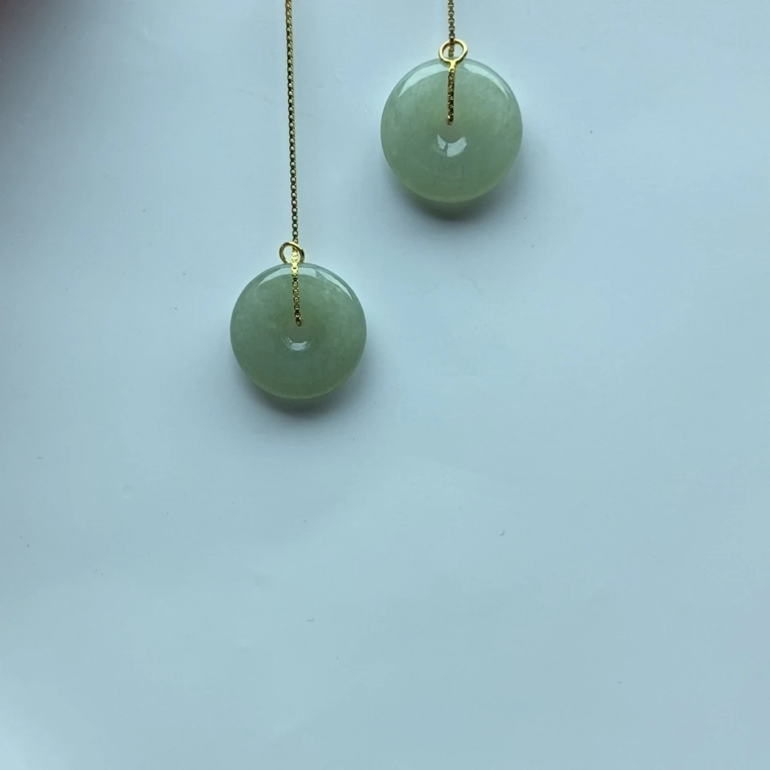 翡翠耳饰未镶嵌甜甜圈耳链