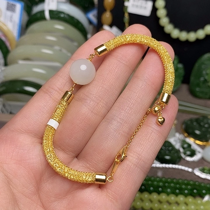 和田玉银S925镶嵌手链