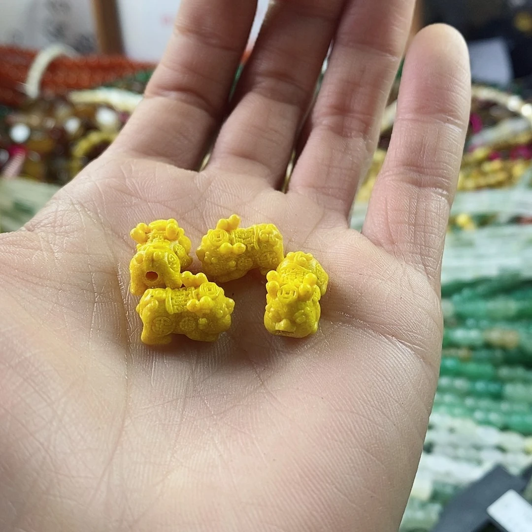 玛瑙/玉髓珠宝半成品合金四个8×15雄黄沙宝宝貔貅A006