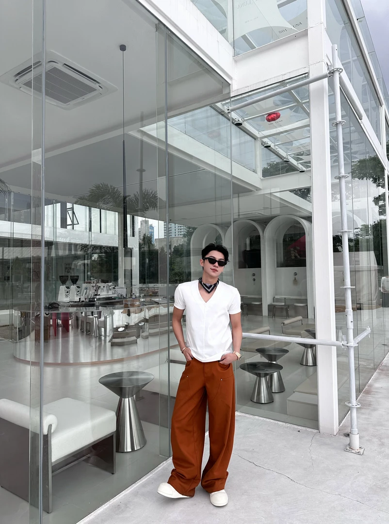 【FANG BH】男士高级时尚纯色伐木百搭立体阔腿裤西装休闲裤