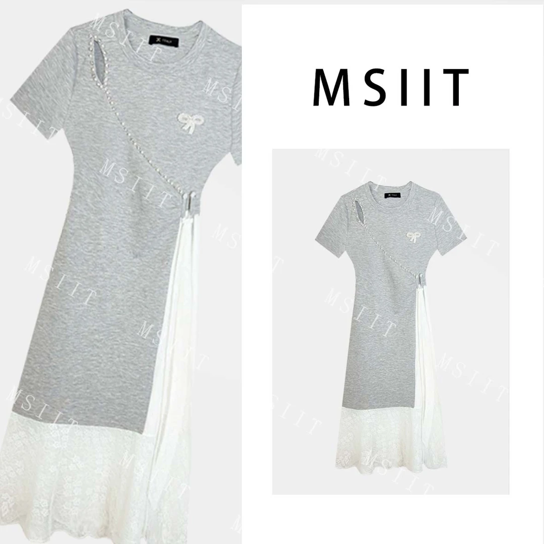 DY-夏日轻奢简约舒适感拼接重工刺绣显瘦气质连衣裙JC-A4116