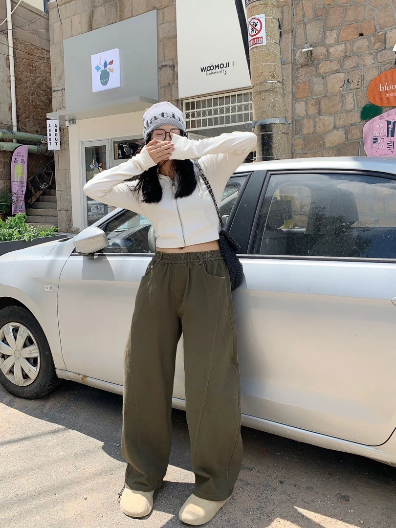 【时髦应季】水洗休闲直筒阔腿裤2025新款高腰显瘦秋季设计感女裤