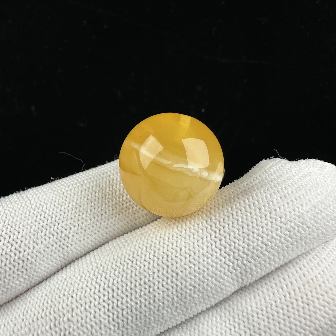 M4667天然原矿蜜蜡 鸡油黄 单珠 20mm抖音基地质检发货