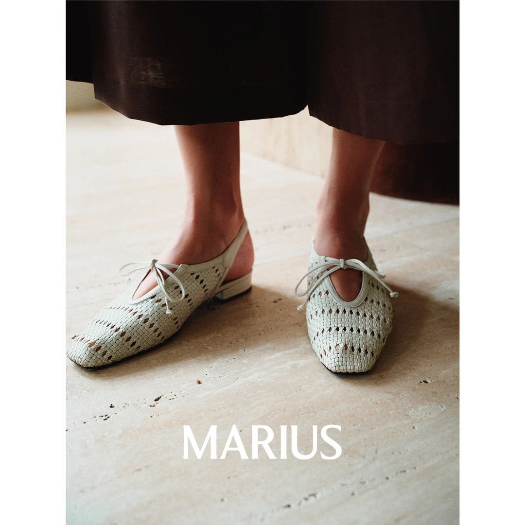 MARIUS"罗马凉鞋"优质小羊皮透气温柔优雅镂空编织凉鞋/单鞋