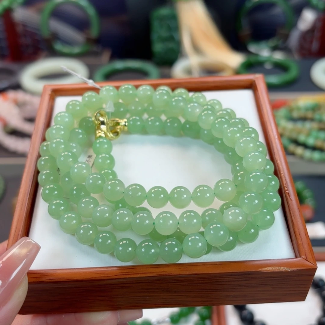 和田玉手链未镶嵌霜***白