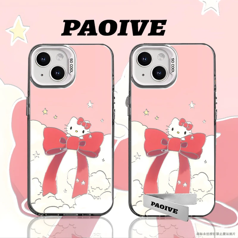 适用苹果华为vivo一加iPhone小米三星HelloKitty防摔彩银手机壳