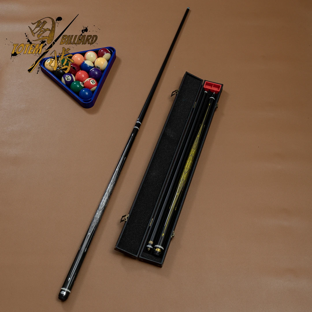 极影黑科技碳素纤维台球杆1/2小头杆波茨大头杆中式黑八9球桌球杆