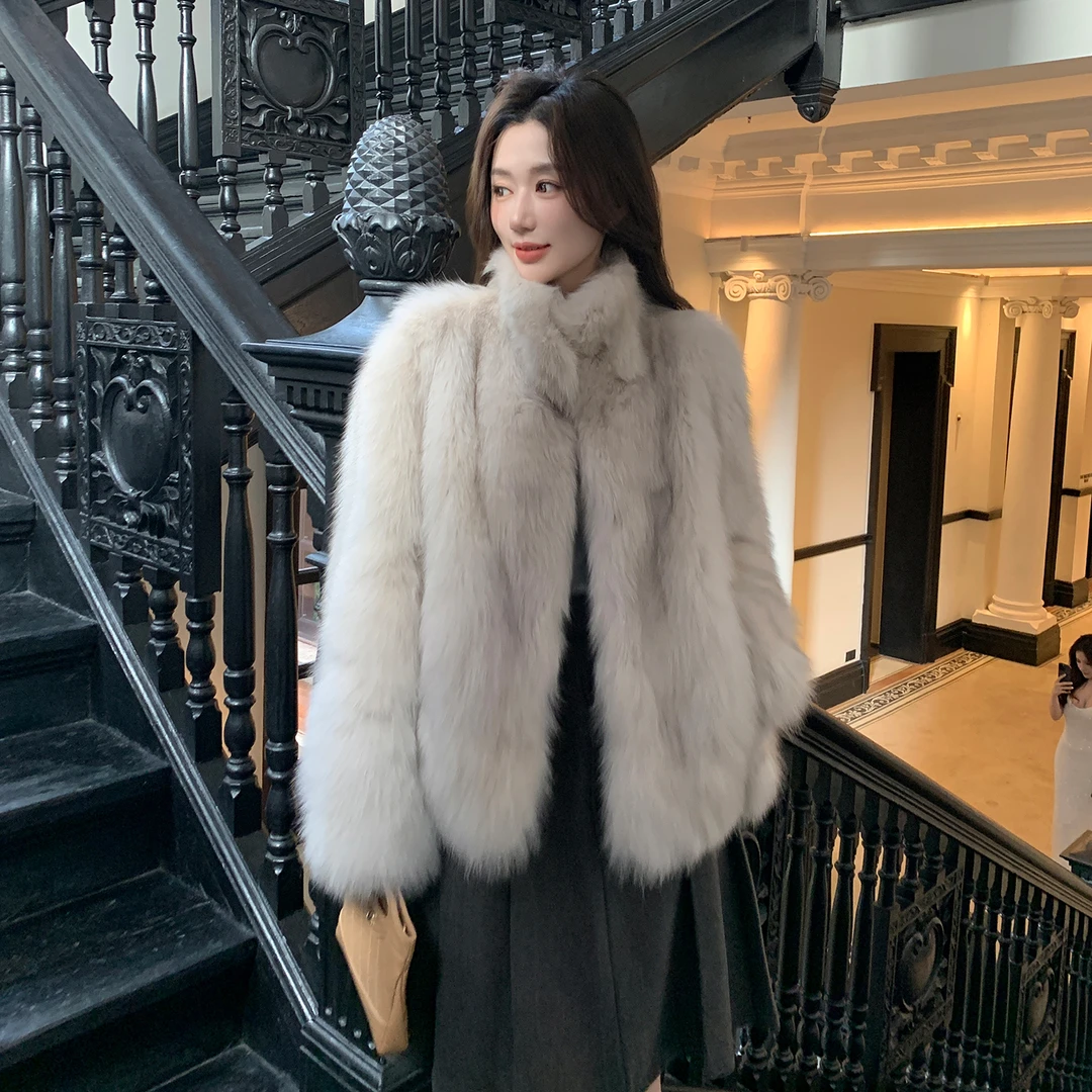 2025冬新款整皮狐狸毛皮草外套女中长款芬兰进口年轻款