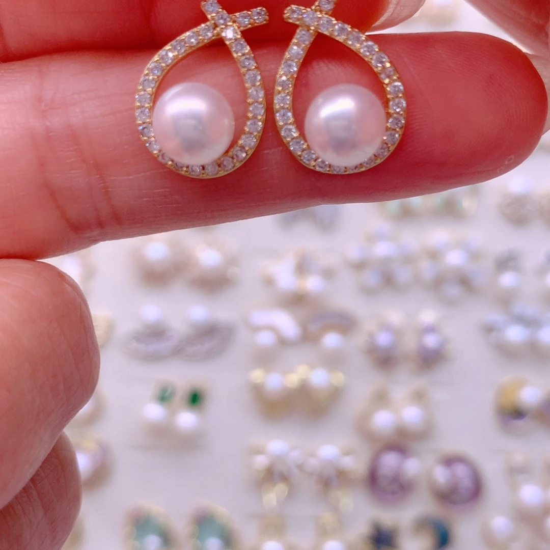 合金淡水珍珠耳饰