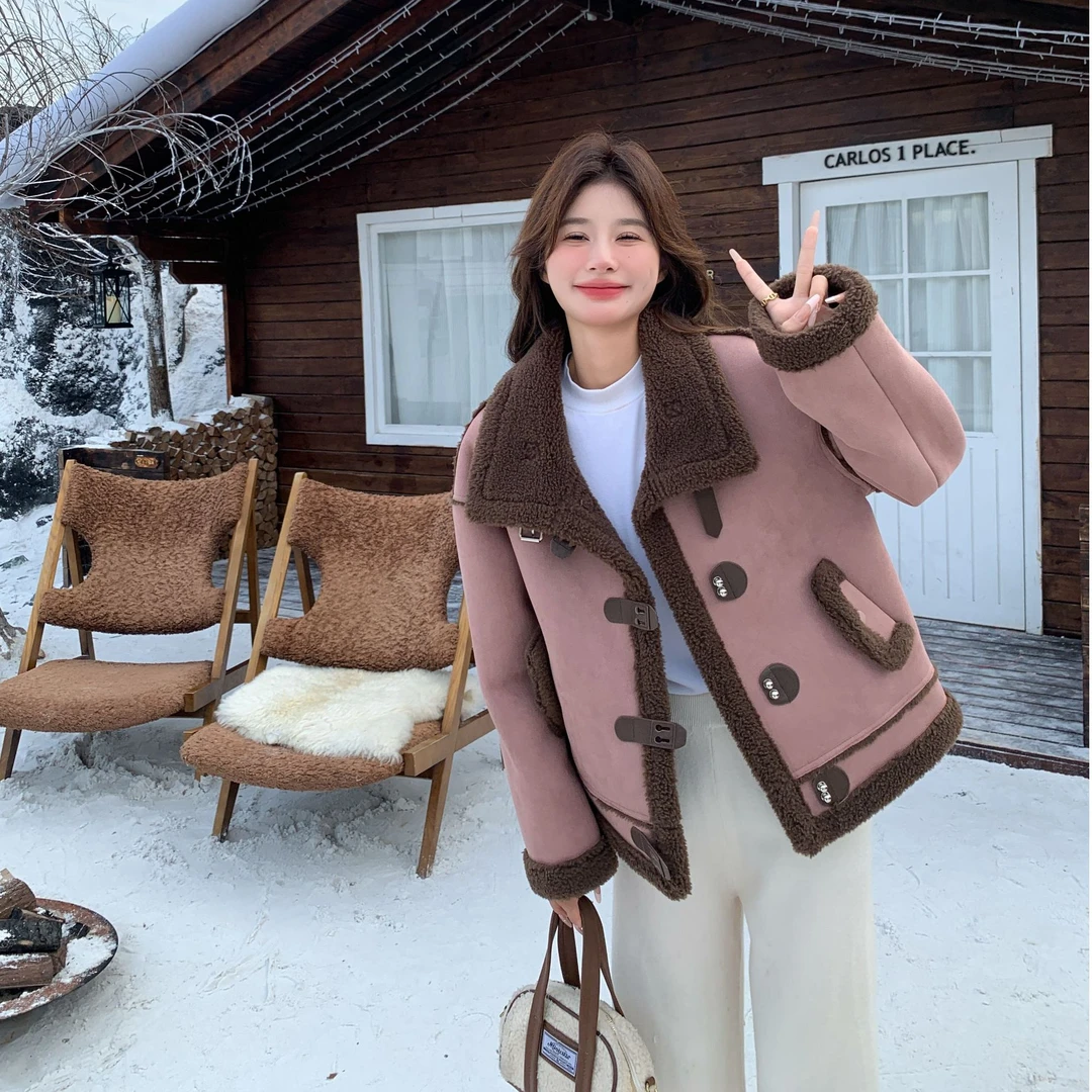 粉色甜酷炸街风洋气外套女2025秋冬新款独特漂亮机车服冬季