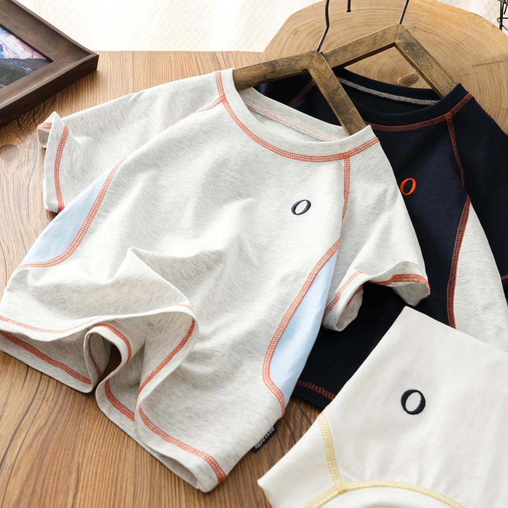 男童休闲短袖T恤2025夏季中大童无骨半袖儿童宽松汗衫潮1156