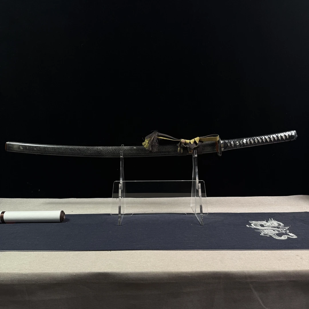 【墨隐星落】三枚合打刀 鱼皮鞘 牛角 鎏金银 工艺品 未开刃