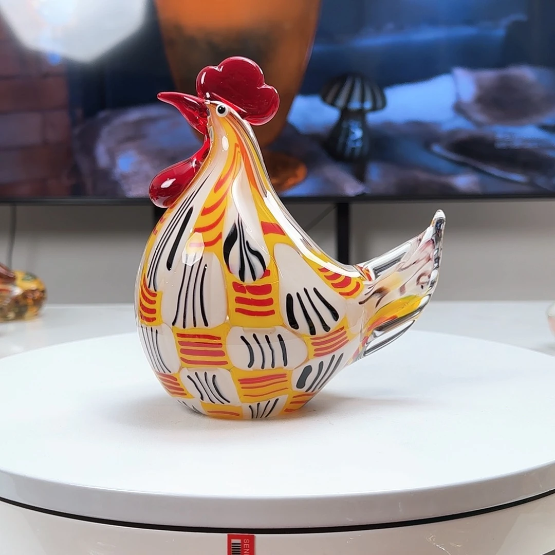 手工艺品琉璃麻将鸡摆件