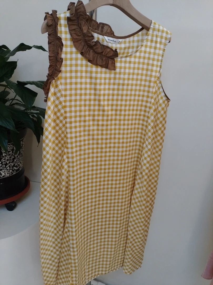 秋鹿宽肩木耳边家居裙