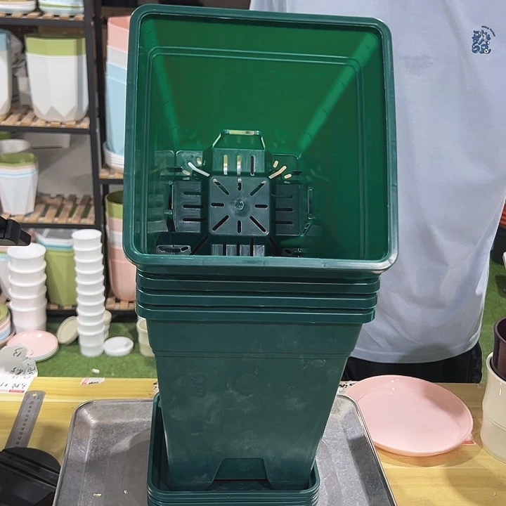 正品方盆口20高22墨绿带托5只