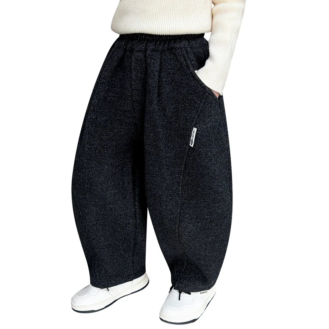 儿童加绒裤子秋冬季2025新款男女童弯刀裤韩版中小童加厚休闲百搭