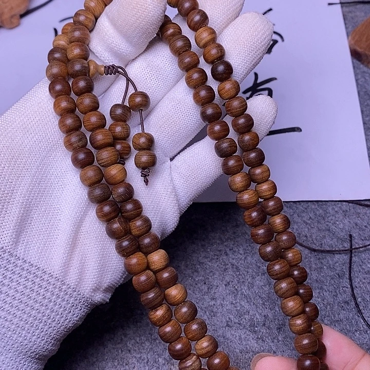 檀香木手串/手链老山檀香黑肉满纹7/8/108沉水微瑕