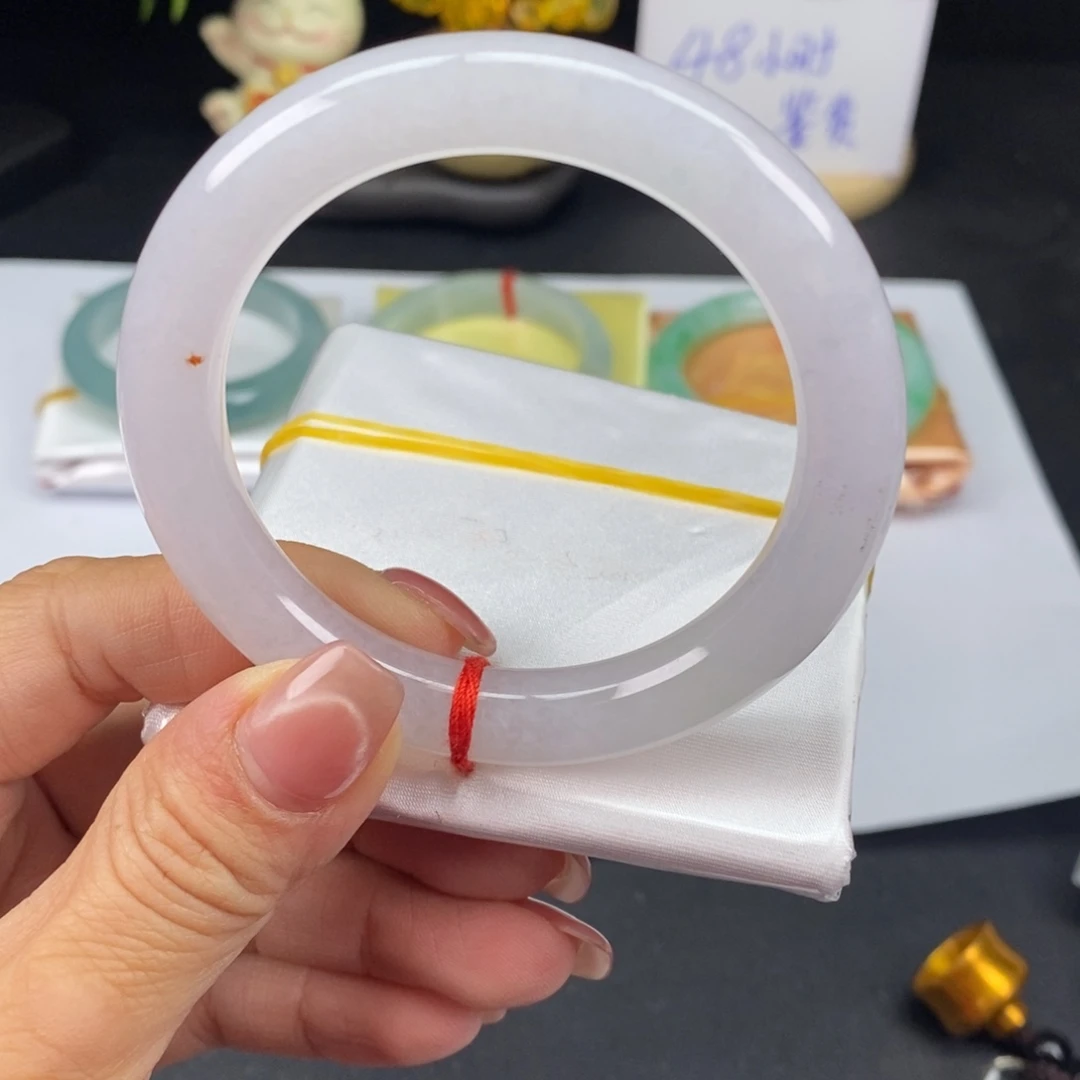 翡翠未镶嵌手镯冰紫圆条54.8