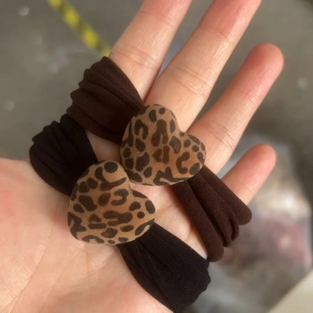 韩版新款爱心豹纹球粗皮筋百搭弹力发绳少女丸子头绳发圈发饰