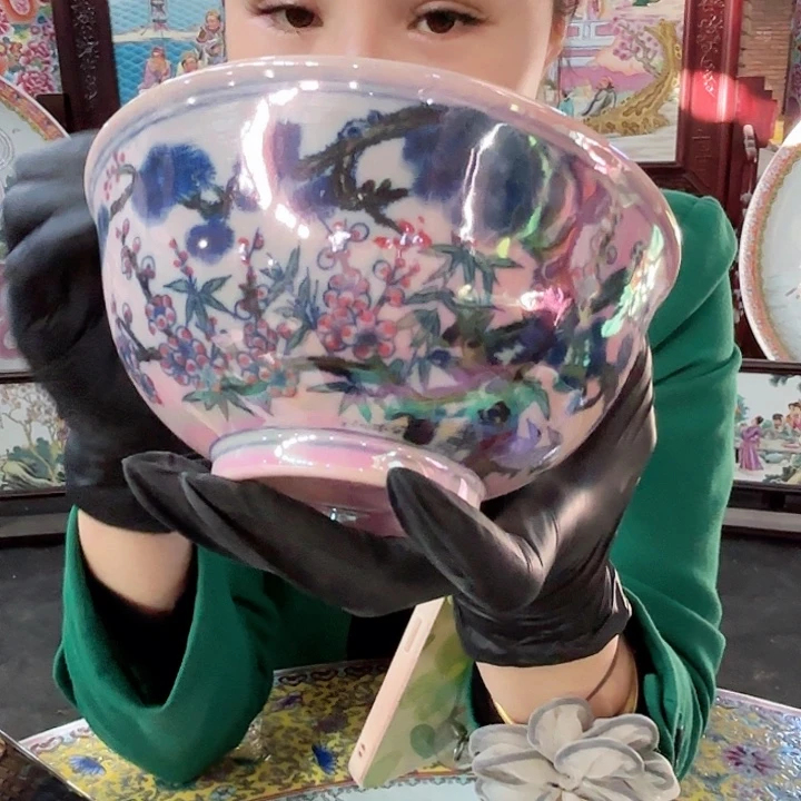 其他陶景德镇高温陶瓷松竹梅6寸碗红希希