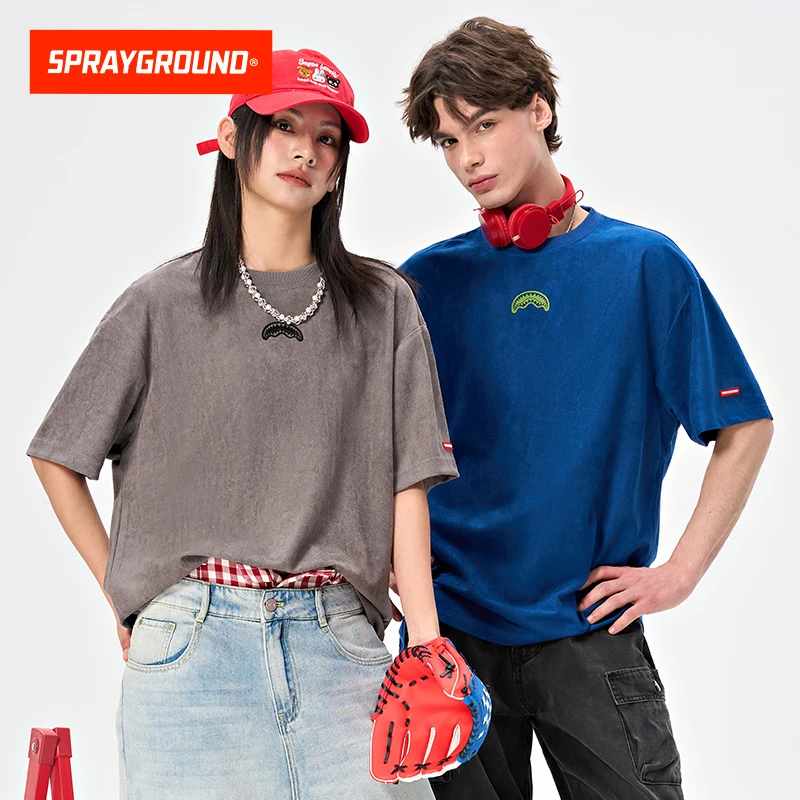 SPRAYGROUND鲨鱼嘴短袖T恤圆领麂皮绒春夏百搭潮流GC WE120207