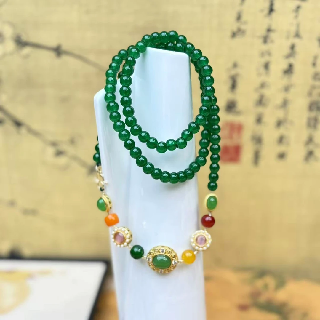 DG-1294-绿琉璃五福项链