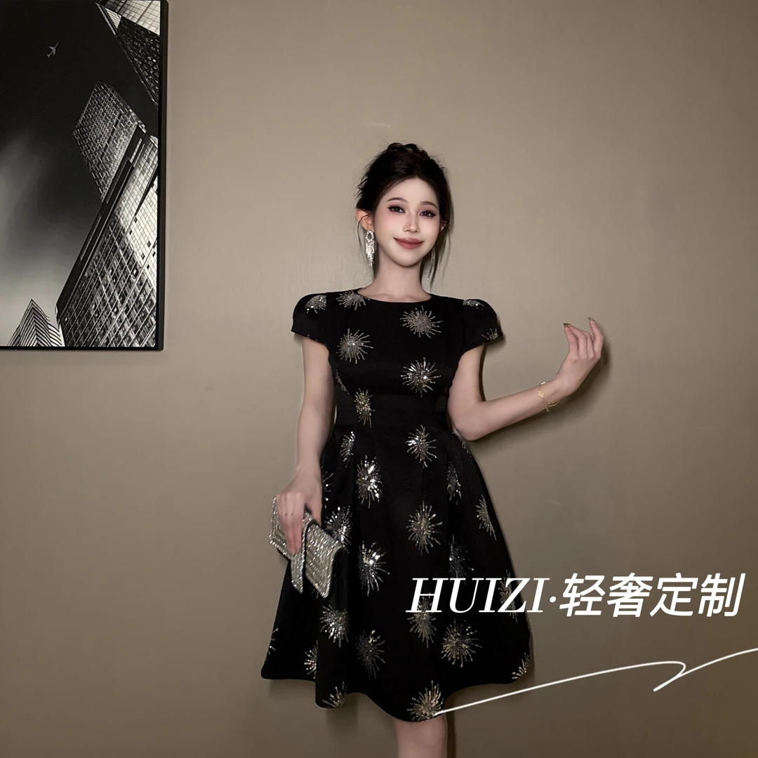 【惠子定制】法式气质优雅轻奢时尚性感收腰显瘦连衣裙30920