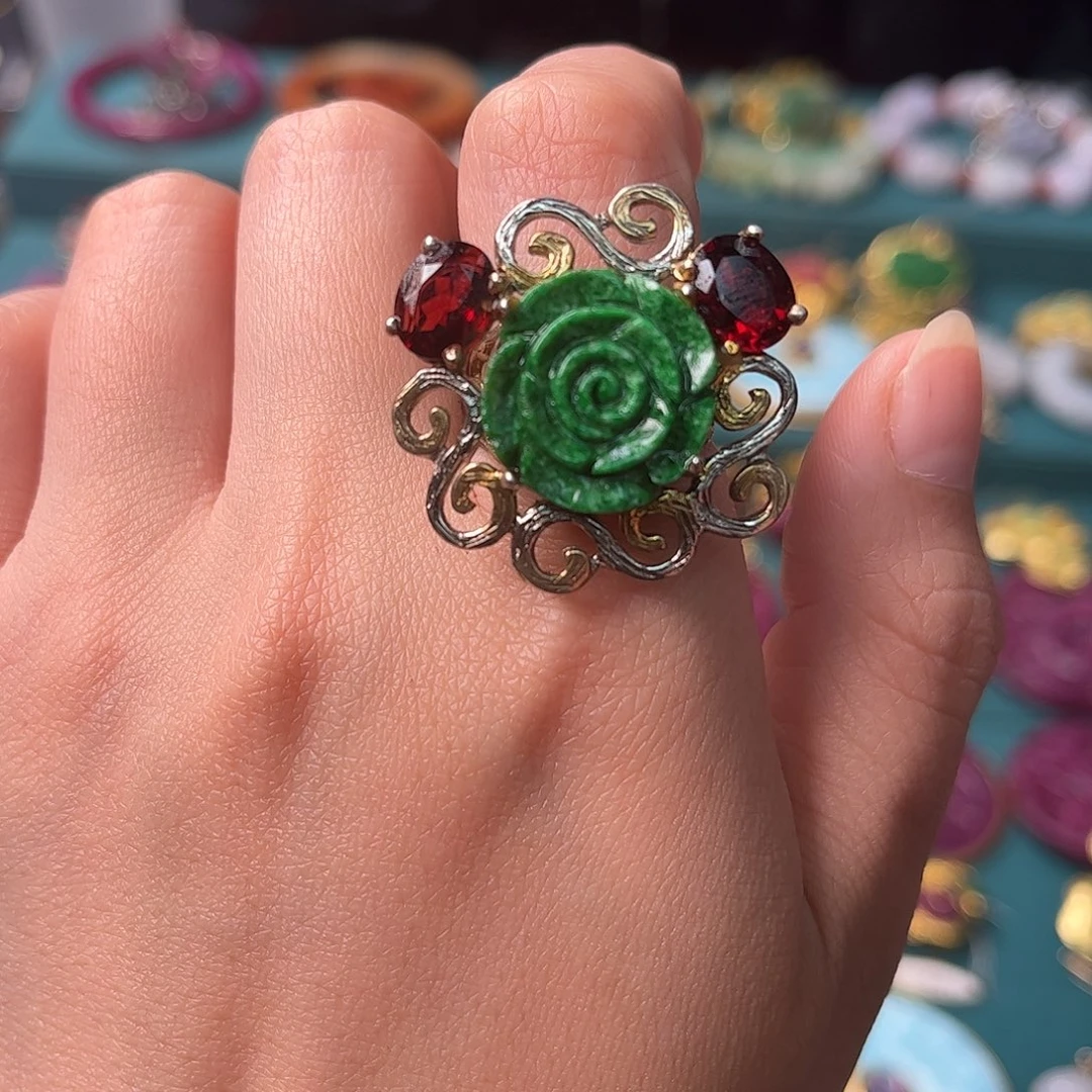 翡翠银S925镶嵌戒指