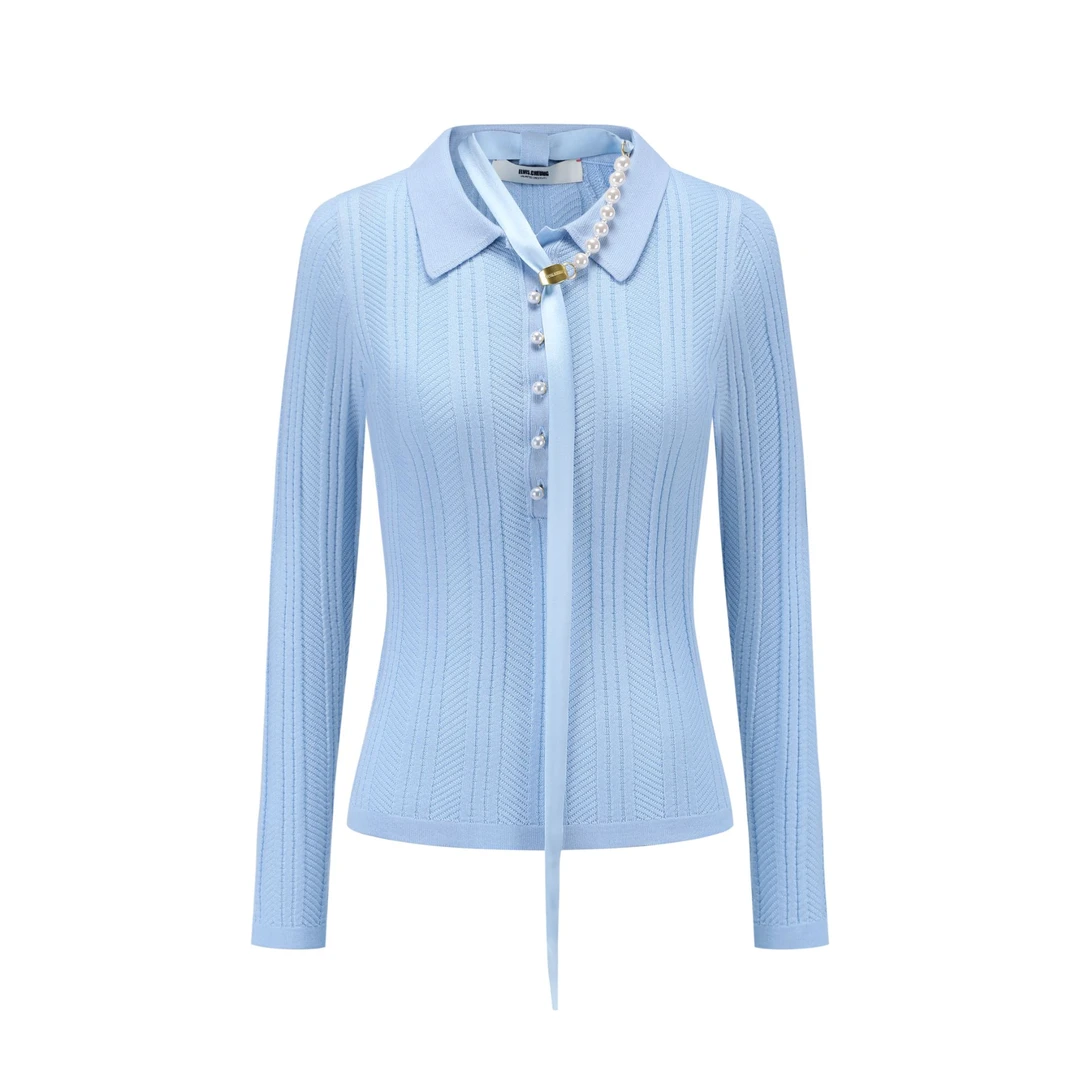 ELVIS.CHEUNG蒋云開運25春夏新品肌理提花polo领套头衫