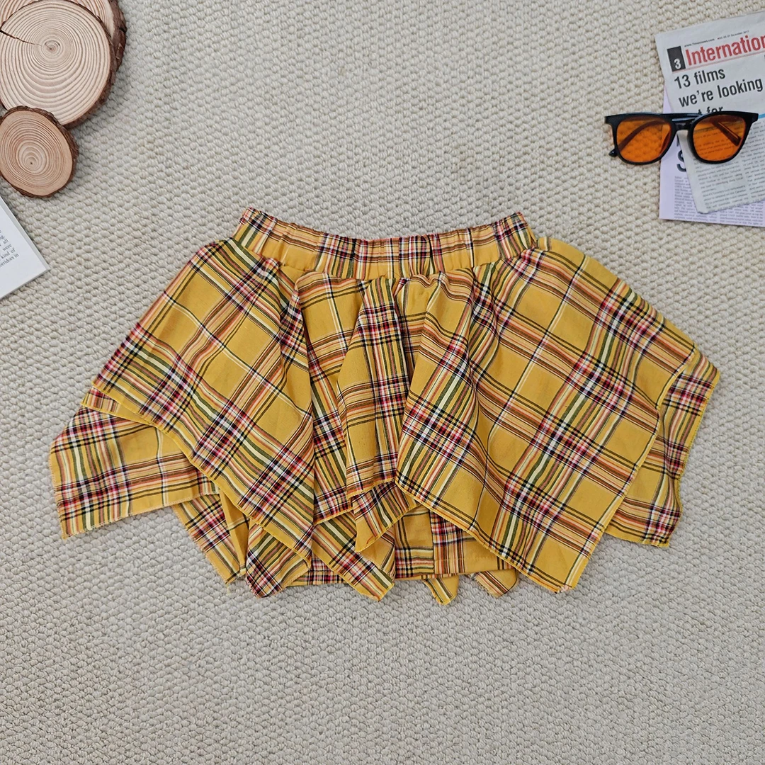 2025夏季新款休闲潮牌带内衬格子短裙3441