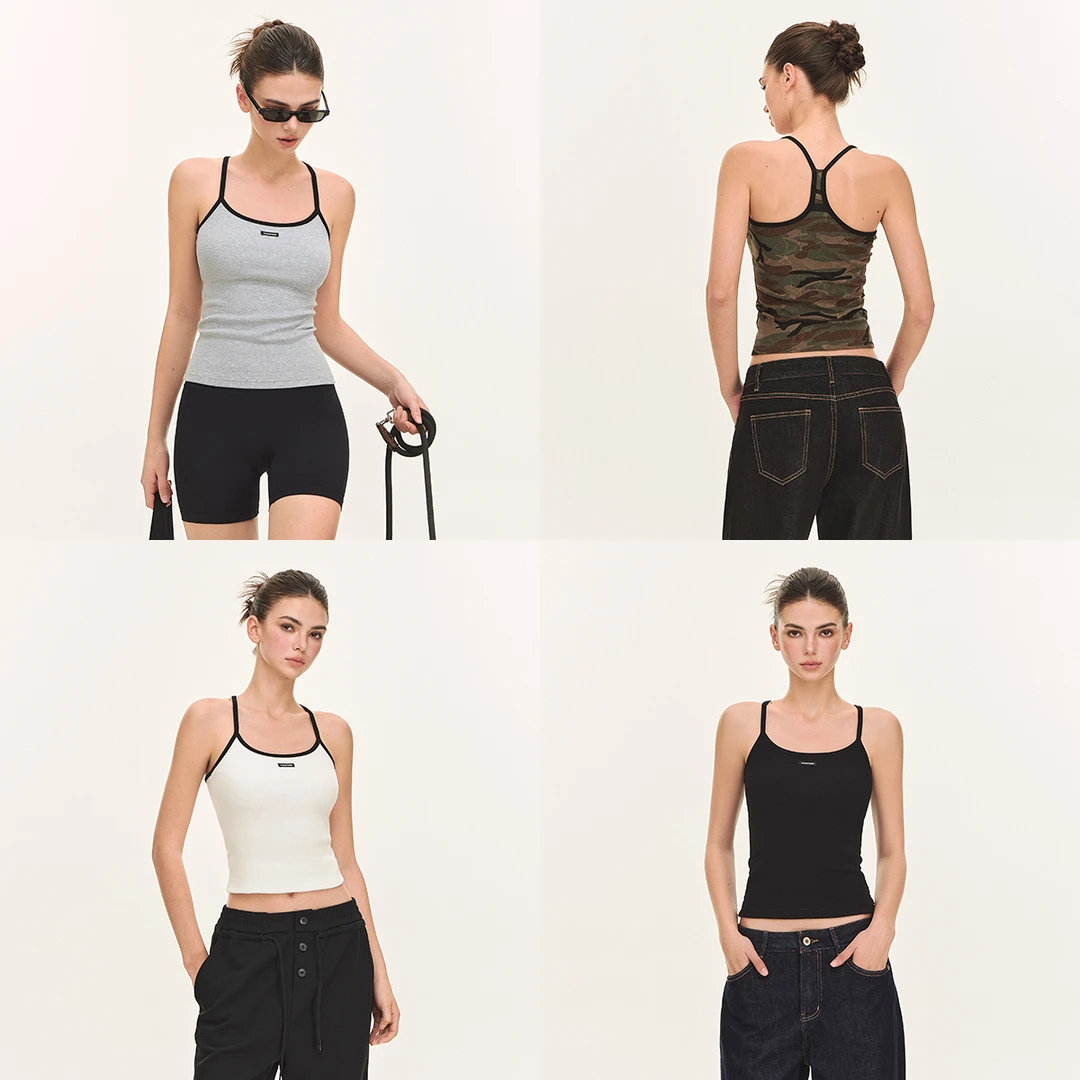 CLIMAX VISION美式粗坑条罗纹弹力修身显瘦遮副乳工字坦克吊带