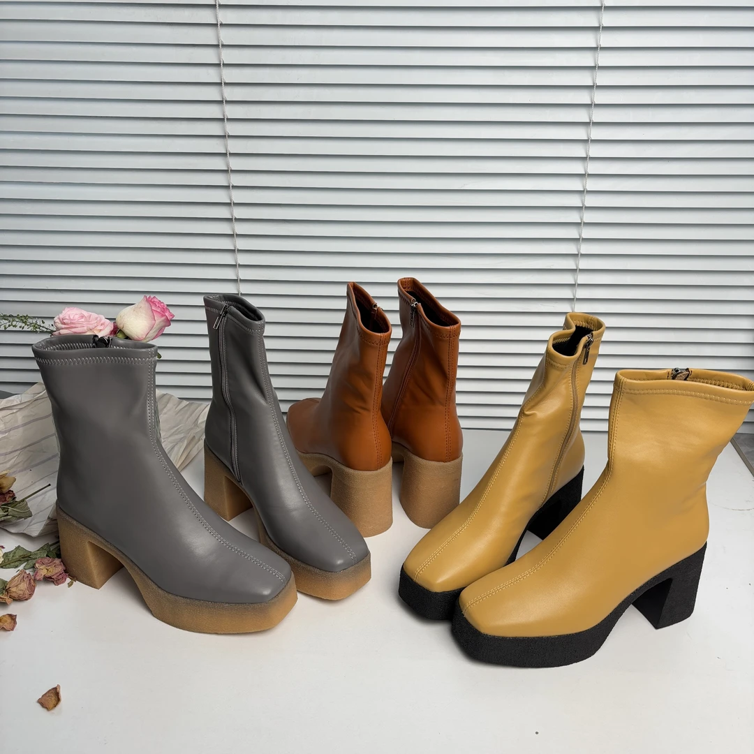 【卖完下架仅剩41码】中筒靴女单靴弹力瘦瘦靴高跟短靴10208