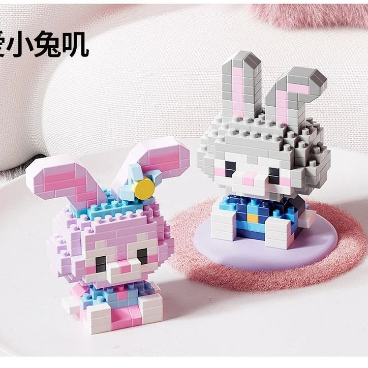 适配乐高微颗粒塑料积木可爱公主兔子玩偶适合6岁以上益智手工拼