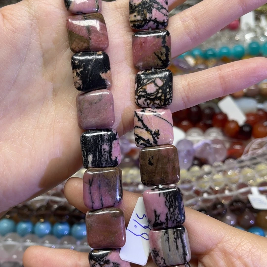 玛瑙/玉髓散珠天然蔷薇灰卡15.6长条38厘米