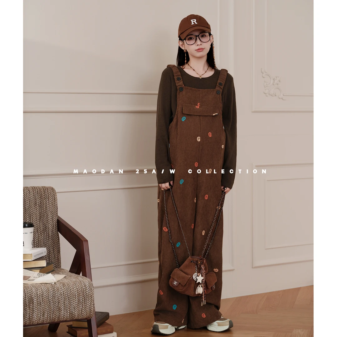 maodan/猫单【焦糖栗子】【羊毛】孕妇装秋季新品内搭美拉德背带裤