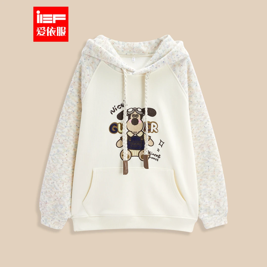 IEF/爱依服2025冬季新款美式时尚小众印花设计加绒保暖休闲卫衣