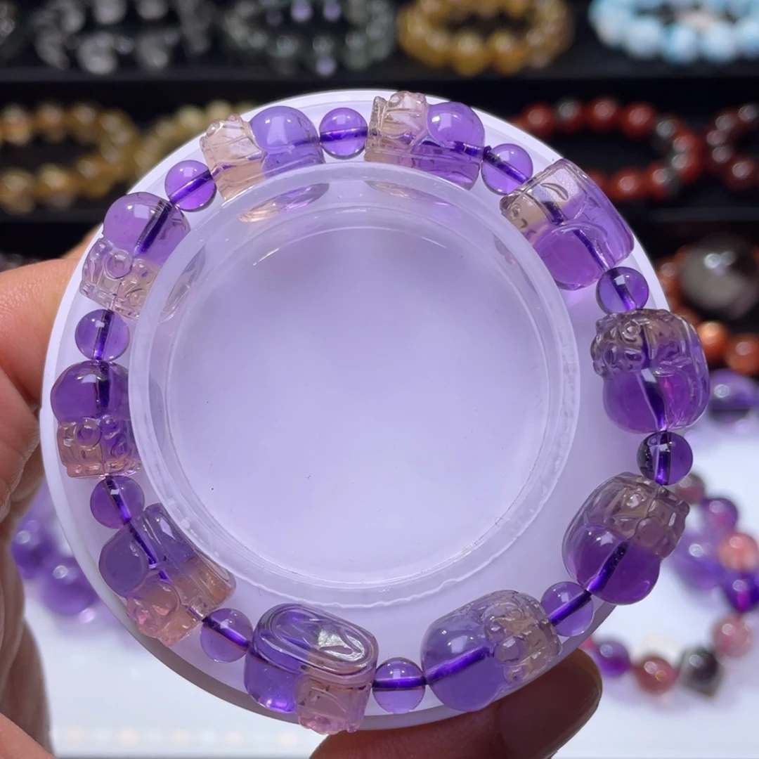 水晶未镶嵌手链巴西紫黄晶貔貅手链