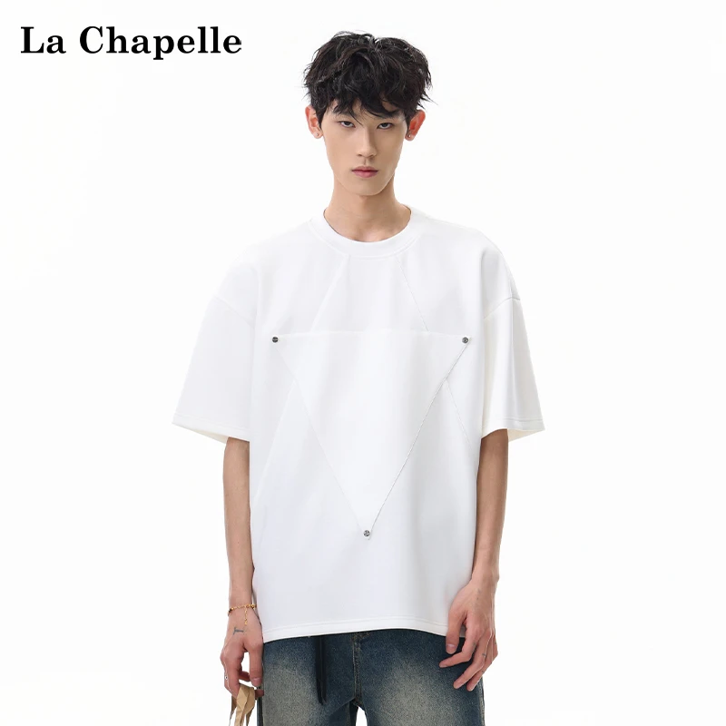 La Chapelle/拉夏贝尔美式潮牌纯色百搭t桖情侣夏季圆领宽松男女