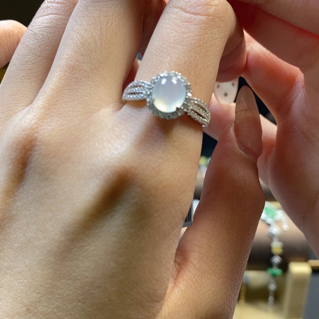 翡翠银S925镶嵌戒指16089