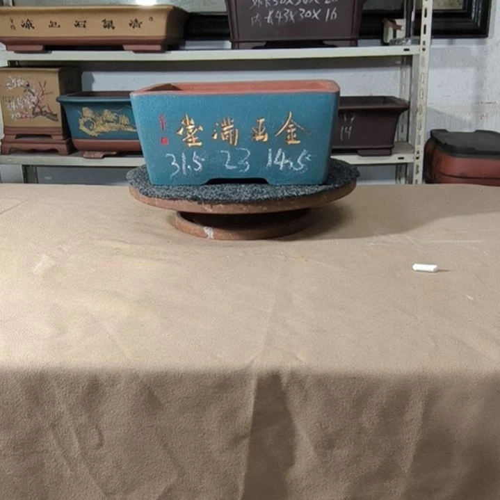 紫砂花盆宝蓝色大号马槽