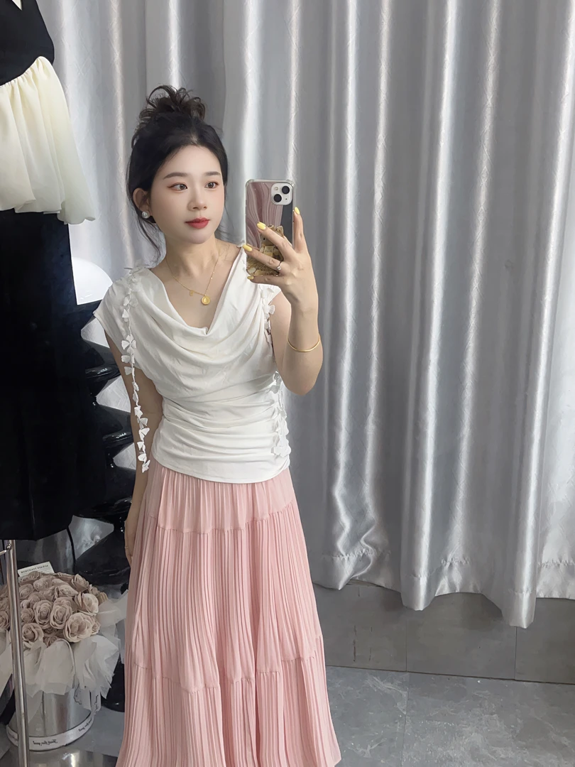 【虎妹推荐】小个子气质甜美飘带荡领上衣