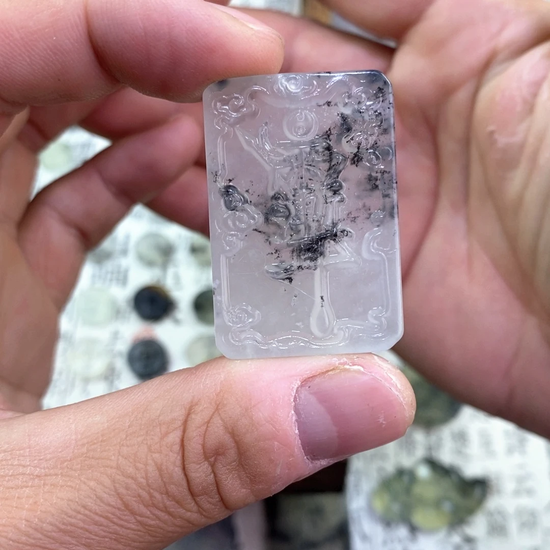 岫玉未镶嵌颈饰岫玉紫薇讳吊坠